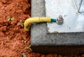 Install ground wire cable at the concrete base. Royalty Free Stock Photo