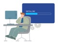 Install operating system installing OS loading load upgrade update new version software PC computer blue screen Royalty Free Stock Photo