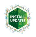 Install Updates floral plants pattern green hexagon button