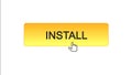 Install web interface button clicked with mouse cursor orange color, application