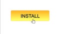 Install web interface button clicked with mouse cursor orange color, application Royalty Free Stock Photo