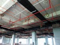 Installation of air conditioner ducting and chiller pipes system and hung it at the concrete slab.