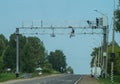 The installation of cameras of video fixing of violations on the highway in the Kaluga region of Russia.