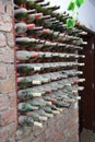 Installation of dusty empty wine bottles at a winery in Denizli province, Turkey
