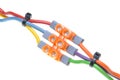 Installation electrical cables with terminal block Royalty Free Stock Photo