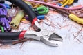 Installation of electrical, tools and cables Royalty Free Stock Photo