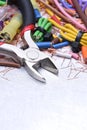 Installation of electrical, tools and cables Royalty Free Stock Photo