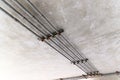 Installation of electrical wiring on the ceiling. Electrical cable system installation Royalty Free Stock Photo