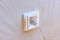 Installation on an external wall using a weatherproof, deep plastic electrical box Royalty Free Stock Photo