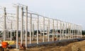 Installation of a factory building from reinforced concrete structures and steel prefabricated structures