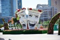 Installation featuring a laughing and a wailing masks