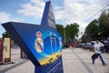 Installation with the logo of the final of the UEFA Champions League