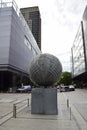 Installation of a metal ball on the Puerto Madero district of Buenos Aires Royalty Free Stock Photo