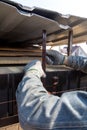 Installation of metal drain on the roof of the house