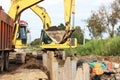 Installation of metal structures - immediate support for draining the soil at the construction site of the road in