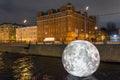 Installation of the Moon in the water channel. Russia, Saint-Pebursburg 17 November 2018