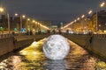 Installation of the Moon in the water channel. Russia, Saint-Pebursburg 17 November 2018