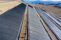 Installation process of geosynthetics in industry and mining Royalty Free Stock Photo