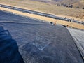 Installation process of geosynthetics in industry and mining Royalty Free Stock Photo