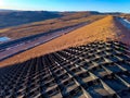 Installation process of geosynthetics in industry and mining Royalty Free Stock Photo