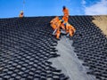 Installation and quality control process of geosynthetics in mines Royalty Free Stock Photo