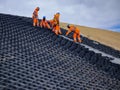 Installation and quality control process of geosynthetics in mines Royalty Free Stock Photo