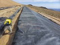 Installation and quality control process of geosynthetics in mines Royalty Free Stock Photo