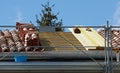 Installation of a roman tile roof on a house Royalty Free Stock Photo