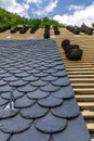 Installation of slate roofing Tiles on a roof