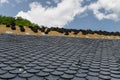 Installation of slate roofing Tiles on a roof Royalty Free Stock Photo