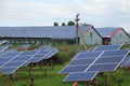 Installation of solar panels on the roof and on the ground Royalty Free Stock Photo