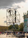 Installation of structures for the stage on the eve of the Day of Independence of Russia