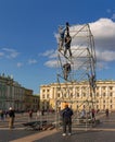Installation of structures for the stage on the eve of the Day of Independence of Russia