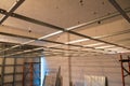 The installation of suspended ceiling at the construction site Royalty Free Stock Photo