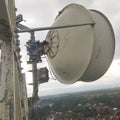 installation of transmission towers for telecommunications networks Royalty Free Stock Photo