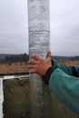 Installation of a ventilation pipe in the chimney, the pipe is wrapped with foil for cooling