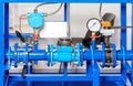 Water metering and pressure system assembly, close-up Royalty Free Stock Photo