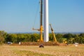 Installation of a wind turbine in wind farm construction site Royalty Free Stock Photo