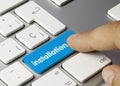 Installation - Inscription on Blue Keyboard Key Royalty Free Stock Photo