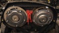 Installed new timing belt and locked camshafts of a passenger car Royalty Free Stock Photo