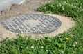 Installed plastic manhole cover outdoor