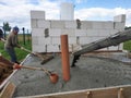 Installed sewer, pour concrete for screed in the house