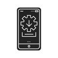 Installer black glyph icon. Tool for installing, updating, and configuring your products safely, securely. Pictogram for web page