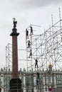 The installers are building a huge metal structure