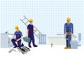 Installers and fitters constructing home Royalty Free Stock Photo