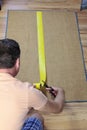 Installing Anti Slip Rug Tape Royalty Free Stock Photo