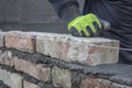 Installing brick, build a brick wall 2 Royalty Free Stock Photo