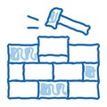 Installing Brick doodle icon hand drawn illustration Royalty Free Stock Photo
