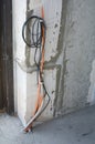 Installing communication wiring. Home wiring. Royalty Free Stock Photo