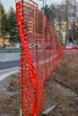 Installing Construction Mesh Safety Fence 2 Royalty Free Stock Photo